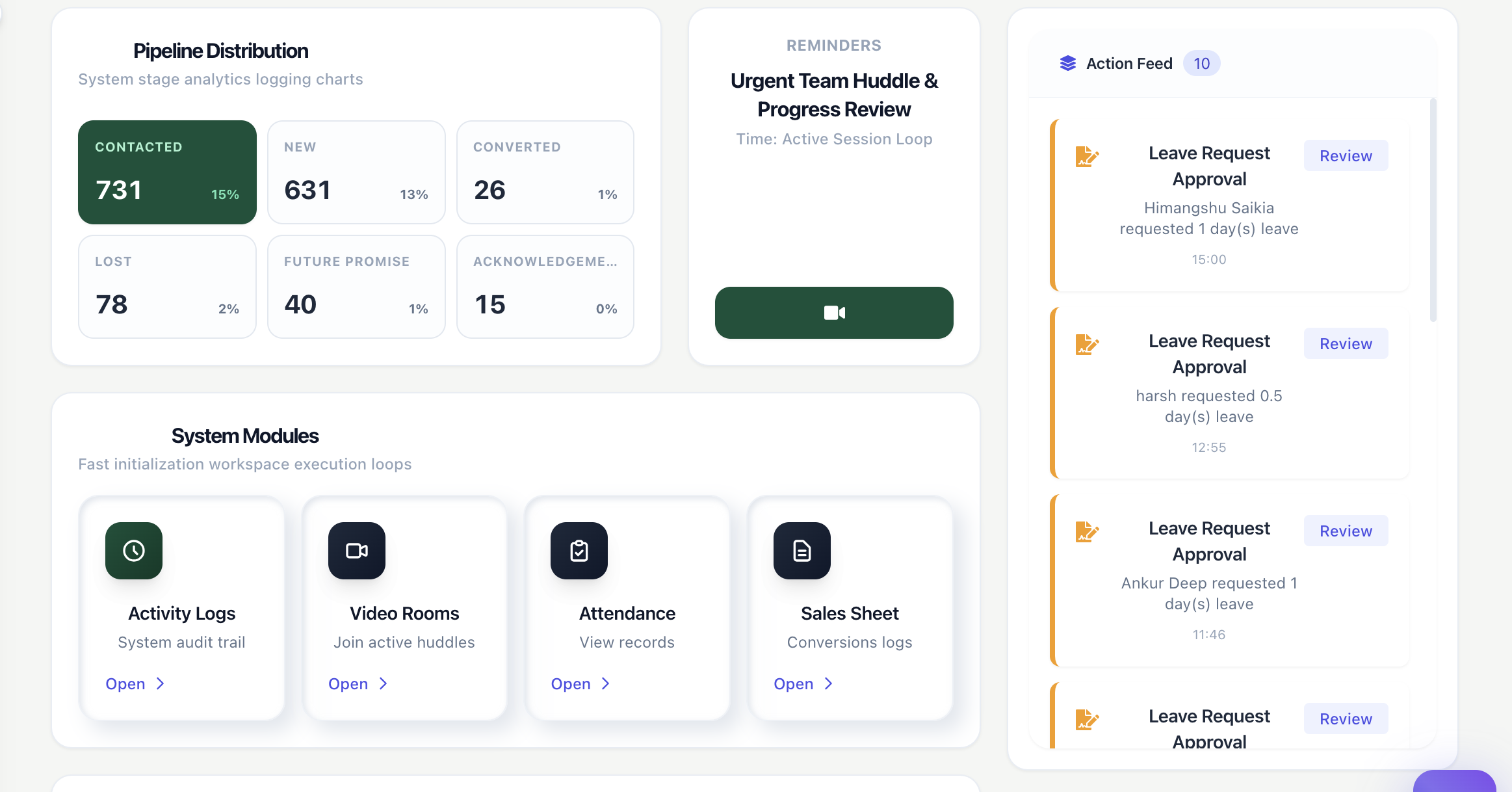 Traincape Corporate Services dashboard Screen Preview