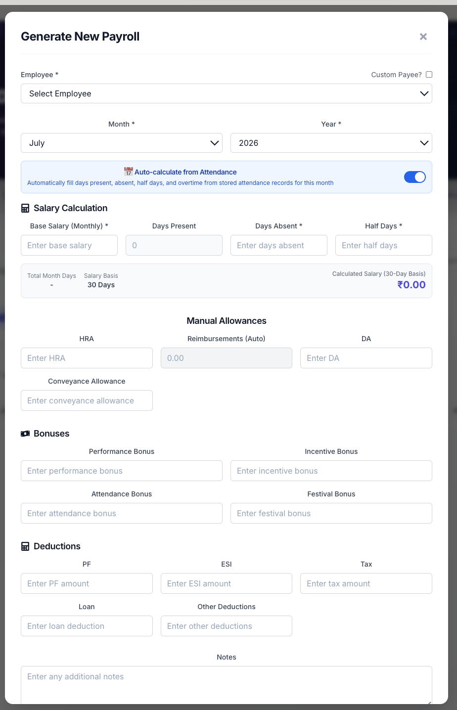Traincape Payroll Dashboard Mockup