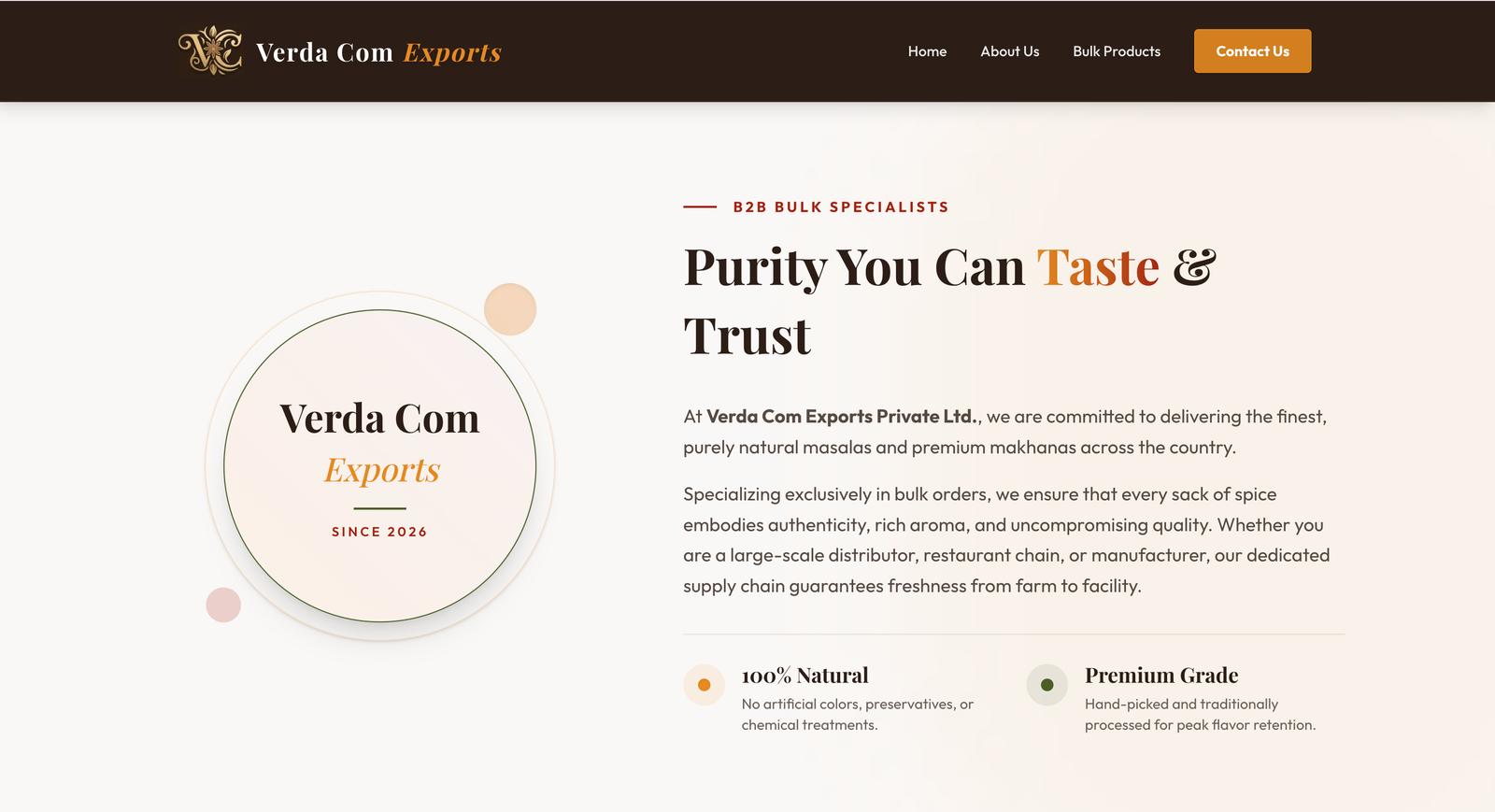 Verda Exports Ltd Desktop View