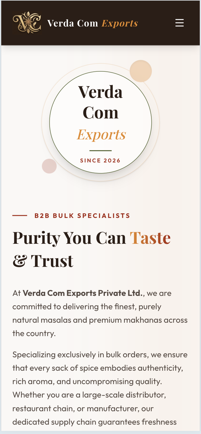 Verda Exports Ltd mobile Screen Preview