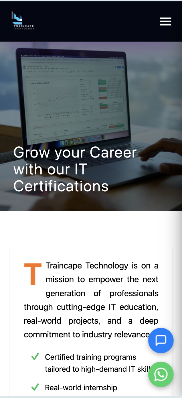Traincape Education & Software Services mobile Screen Preview