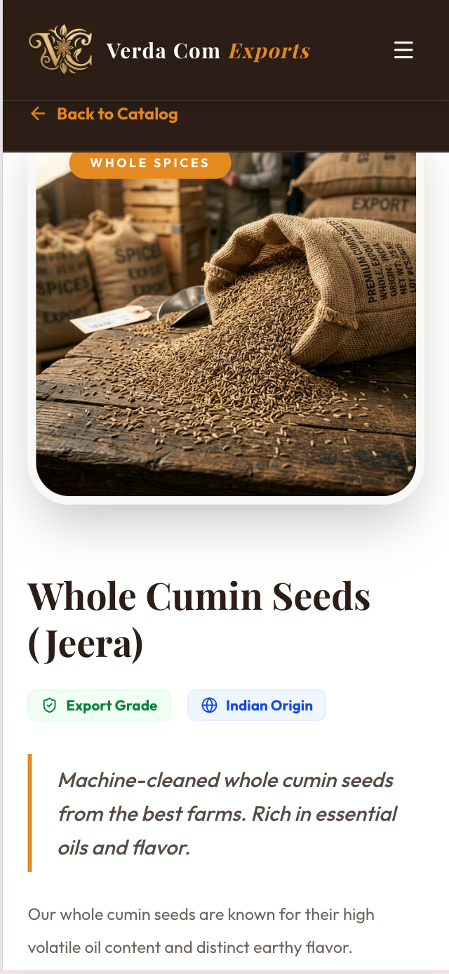 Verda Exports Ltd Mobile View